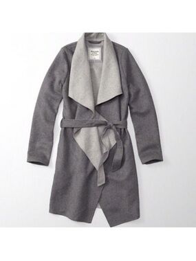Two-Tone Wool Wrap Coat